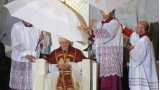 A thunderstorm has forced Pope Benedict XVI to cut short his yesterday speech during a prayer vigil at the Catholic Church of World Youth Day 2011 festival in Madrid. (