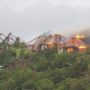 Richard Branson’s Caribbean Great House on fire. Kate Winslet was among his guests.
