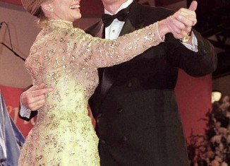 President Bill Clinton and First Lady Hillary Clinton dance at his inaugural ball in Washington, D.C. on January 20, 1993
