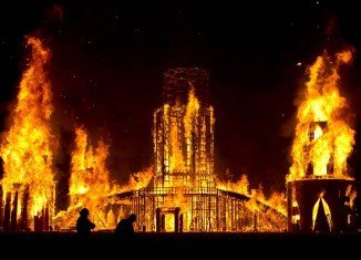 Temple of Transition was burnt to the ground to celebrate the end of 2011 Burning Man project