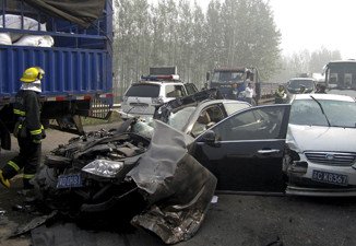 At least 56 people have been killed in three major road collisions in China on the last day of a week-long holiday