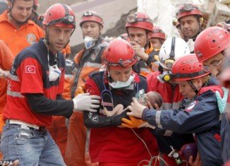 Baby Azra Karaduman, a 14-day-old infant was pulled alive from the rubble of the Turkish earthquake at almost 48 hours after the disaster struck