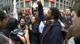 In the footage posted on YouTube after police evicted protesters from their encampment, Nkrumah Tinsley was recorded telling the crowd: "On the 17th, we’re going to burn New York City to the ground!"