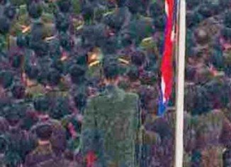 Footages from Kim Jong-Il’s funerals showed an 8ft member of the North Korean armed forces towering beside his fellow soldiers in the driving snow