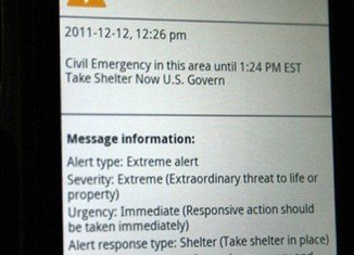 Verizon text urging people to “take shelter before 1:24 p.m.” was sent out at 12:26 p.m. on Monday to cell phone users in the New Jersey counties of Middlesex, Monmouth, Morris and Ocean