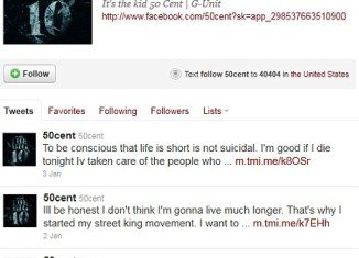 50 Cent made a series of tweets in which he said he was convinced death was just around the corner