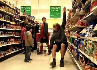 Falling involves participants dreaming up the most amusing and embarrassing ways to trip themselves up in front of other shoppers