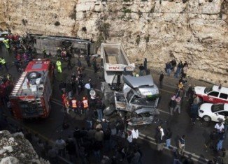At least eight Palestinian children have been killed in a collision between a school bus and an Israeli lorry on a road in the West Bank