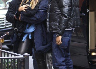 Blue Ivy Carter, Beyoncé’s newborn, has been seen in public for the first time during a lunch outing today in New York