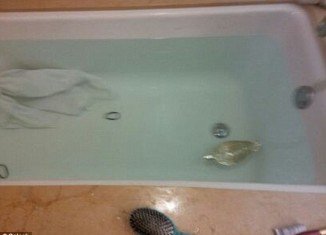 Picture of the bathtub at Beverly Hilton hotel, where Whitney Houston was found dead on Saturday afternoon