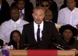 The Bodyguard co-star Kevin Costner got up to share memories of his time with his beloved friend Whitney Houston