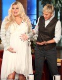 Jessica Simpson looks like she's ready to drop, but she says she still has a few weeks to go until she gives birth