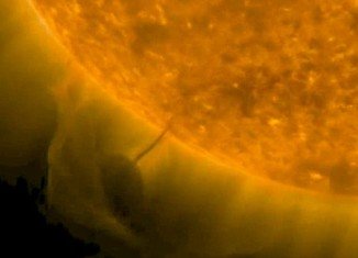 NASA Solar Dynamics Observatory captured a dark, planet-sized Death Star-like object flying close to the sun on Monday