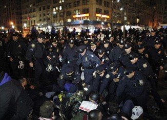 New York police cleared Zuccotti Park where the Occupy Wall Street movement was born six months ago and made several arrests