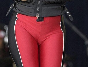 Mariah Carey’s black and red spandex trousers looked eye-wateringly tight as she took to the stage at the Top of the Mountain Concert in Ischgl