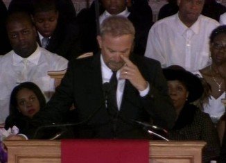 Kevin Costner says he was still writing the memorial speech he delivered Whitney Houston's funeral an hour before she was laid to rest in her native New Jersey