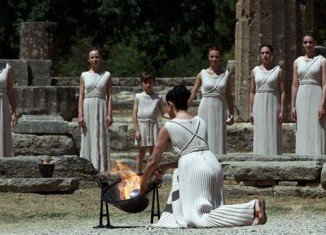 Olympic flame which will be used for the London 2012 torch relay has been lit during a ceremony in Olympia, Greece