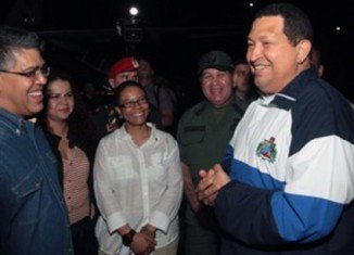 President Hugo Chavez is back to Venezuela coming from Cuba, where he has successfully completed a court of radiotherapy for cancer