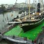Brunel’s ss Great Britain moored in Bristol has been floated in a sea of green jelly for Museums at Night