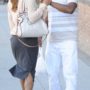 Bobby Brown cheesed off as leaving La Scala restaurant with Alicia Etheridge