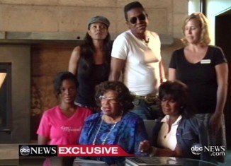 Jermaine, Janet and Rebbie stood close around an anxious Katherine Jackson as she read out a prepared statement at the luxury resort where she has been staying