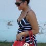 Myla Sinanaj shows off baby bump for the first time