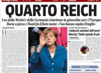 Il Giornale, owned by former Prime Minister Silvio Berlusconi, has caused controversy by printing a front page headline which said “Fourth Reich” above a picture of German chancellor Angela Merkel