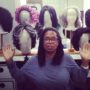 Oprah Winfrey shows off her wig collection