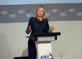 Hillary Clinton speaking ahead of the Asia-Pacific Economic Co-operation APEC summit in Vladivostok