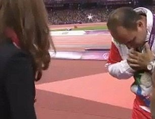 Iranian athlete Mehrdad Karam Zadeh refused to shake the Duchess of Cambridge's hand after she presented him with his discus silver medal on Sunday