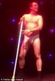 Simon Gregson crashed the stage at Manchester's Hilton Hotel in just a thong