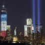 9/11 commemoration: New York Skyline lit up with twin lights at World Trade Center
