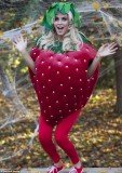 Jenny McCarthy slipped herself into a voluminous strawberry costume for a Halloween carnival