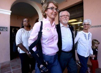 Gabrielle Giffords has attended court to see Jared Lee Loughner, the gunman who shot her in Arizona last year, sentenced to life in prison