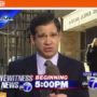 Woman taking a tumble just behind news reporter Joe Torres