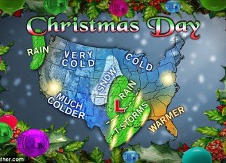 Meteorologists predict snowfall could blanket nearly half of the US on Christmas Day