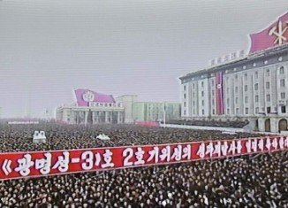 North Korean people have gathered in Pyongyang for a mass rally to celebrate Wednesday's long-range rocket launch