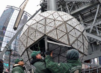 The Times Square New Year's Eve Ball got a facelift on Thursday, four days before the ball drop ceremony that will ring in the new year