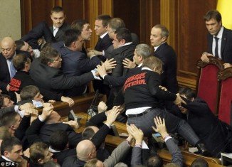 Ukrainian parliament’s new session got off to a dramatic start with MPs brawling on the floor of the chamber