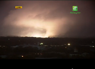WALA-TV's tower camera captured the image of a large funnel cloud headed toward downtown in Mobile, Alabama