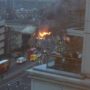 London: Helicopter crashes into crane on top of a building