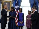 Barack Obama has officially been sworn in today for his second term as US president in a small ceremony at the White House