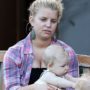 Pregnant Jessica Simpson skips make-up and hairbrush on playdate with daughter Maxwell