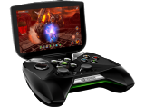 Nvidia Project Shield is Android-based and marries a 5 in touch-screen with joysticks, buttons and other controls, in a clam-shell design