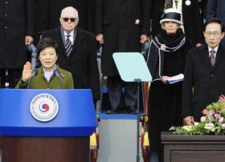Park Geun-hye was sworn in as South Korea's president promising a tough stance on national security and an era of economic revival