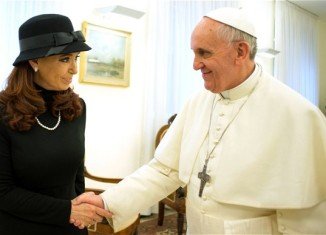 Argentina’s President Cristina Fernandez de Kirchner announces she has asked for Pope Francis' intervention in the Falklands dispute between her country and the UK