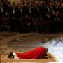 Good Friday: Pope Francis lying on the floor in prayer during service in Saint Peter’s Basilica