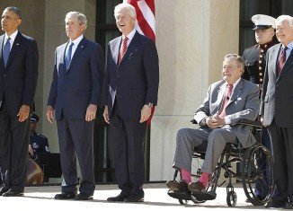 Five living American presidents and their wives gathered in Dallas Thursday to honor the dedication of the George W. Bush Presidential Center