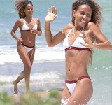 Jada Pinkett Smith in white bikini on Hawaii beach