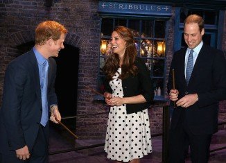 Kate Middleton joined Princes William and Harry for a wizard day out at the Harry Potter film studios